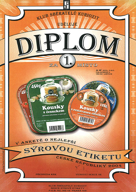 Ocenění v anketě o nejlepší sýrovou etiketu v roce 2004