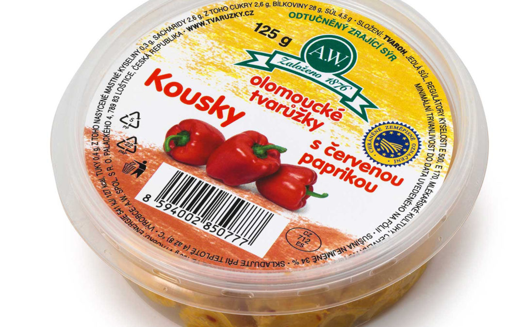 Olomoucké tvarůžky Kousky s červenou paprikou 125 g